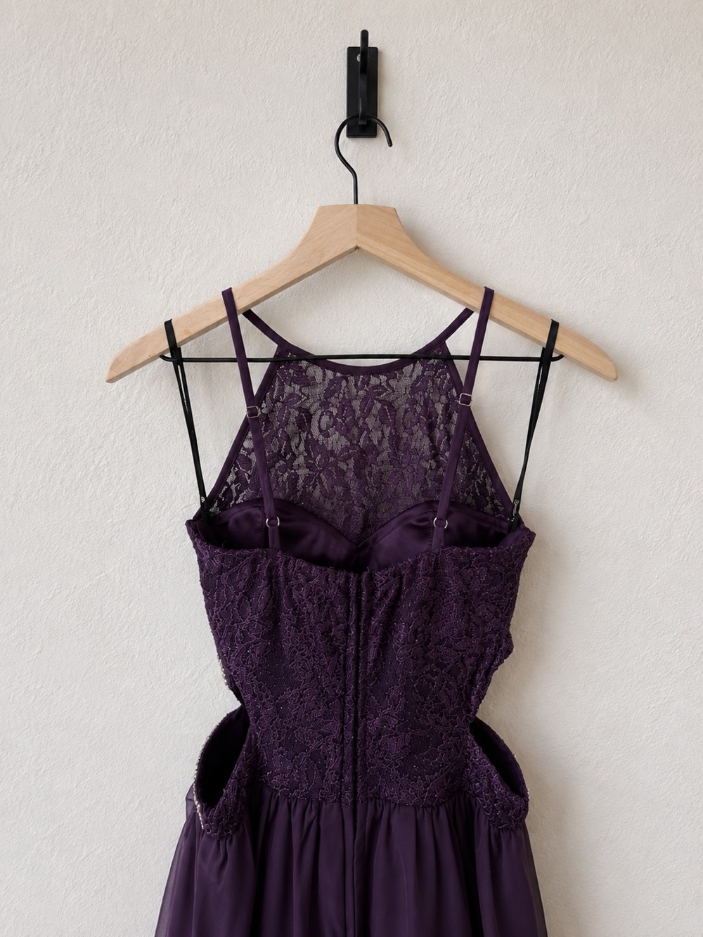 Speechless Plum Lace Mini Dress with Jeweled Waist - Picture 5 of 8
